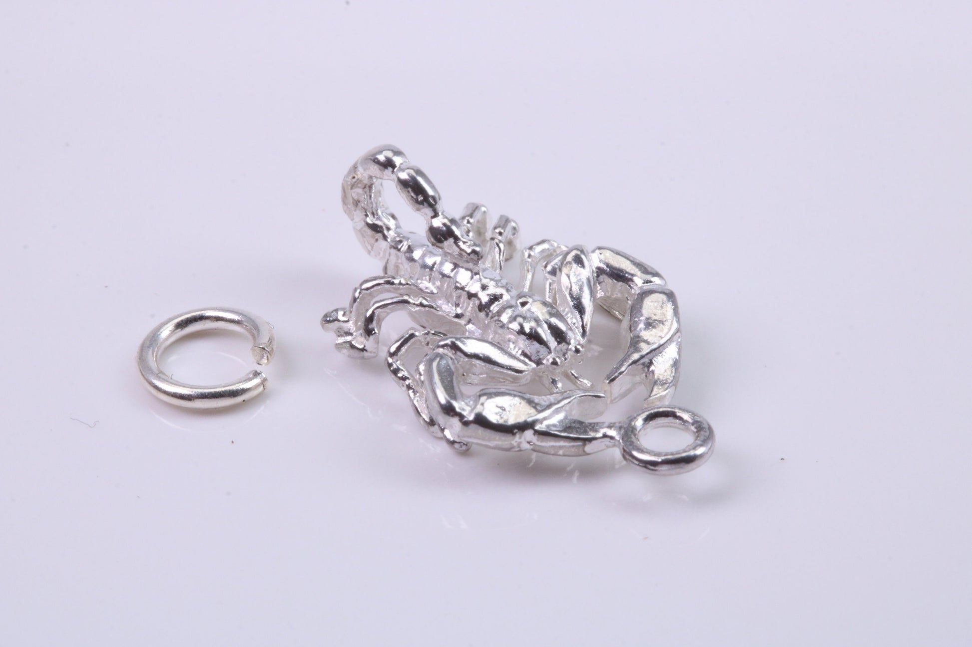 Scorpio Zodiac Sign Charm, Traditional Charm, Made from Solid 925 Grade Sterling Silver, Complete with Attachment Link