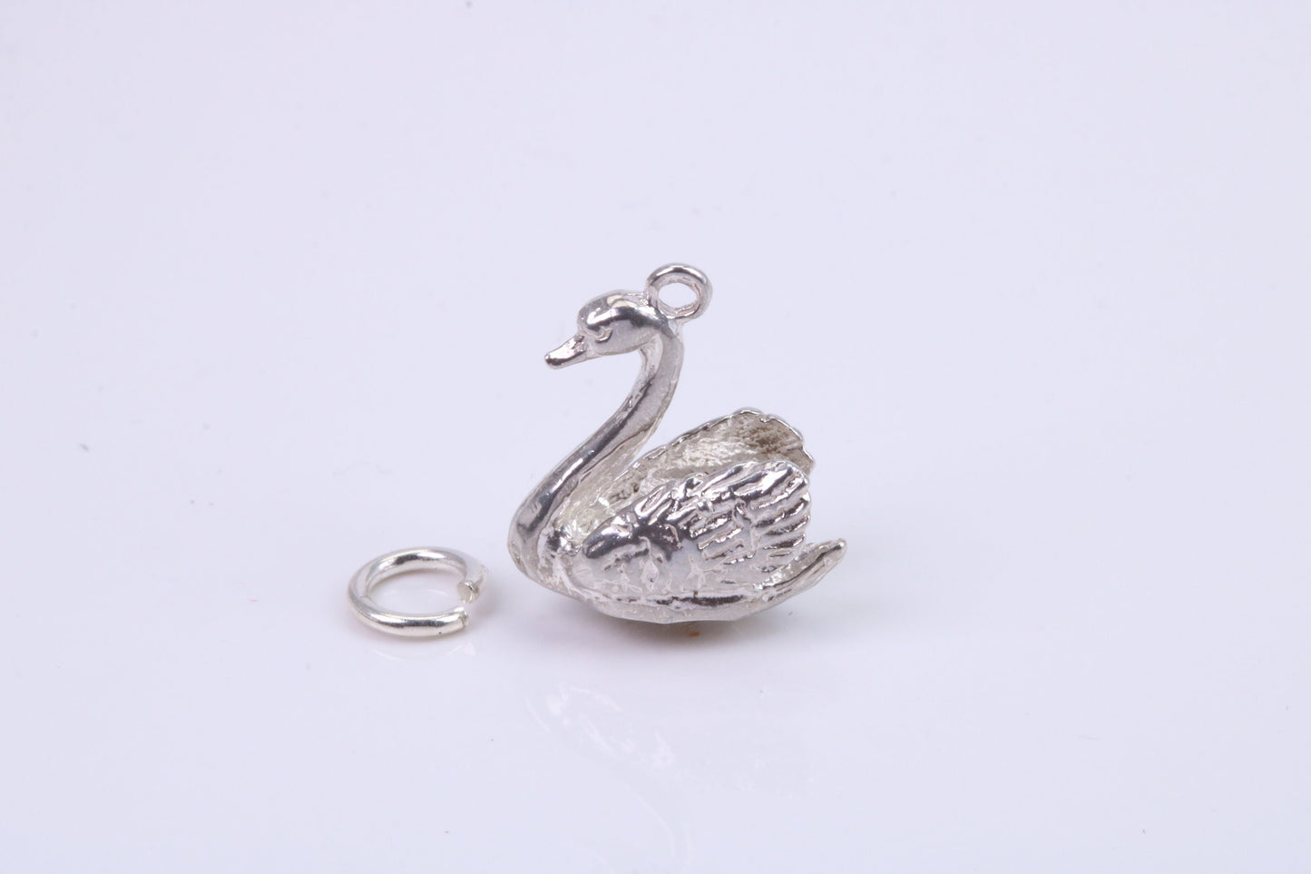 Swan Charm, Traditional Charm, Made from Solid 925 Grade Sterling Silver, Complete with Attachment Link