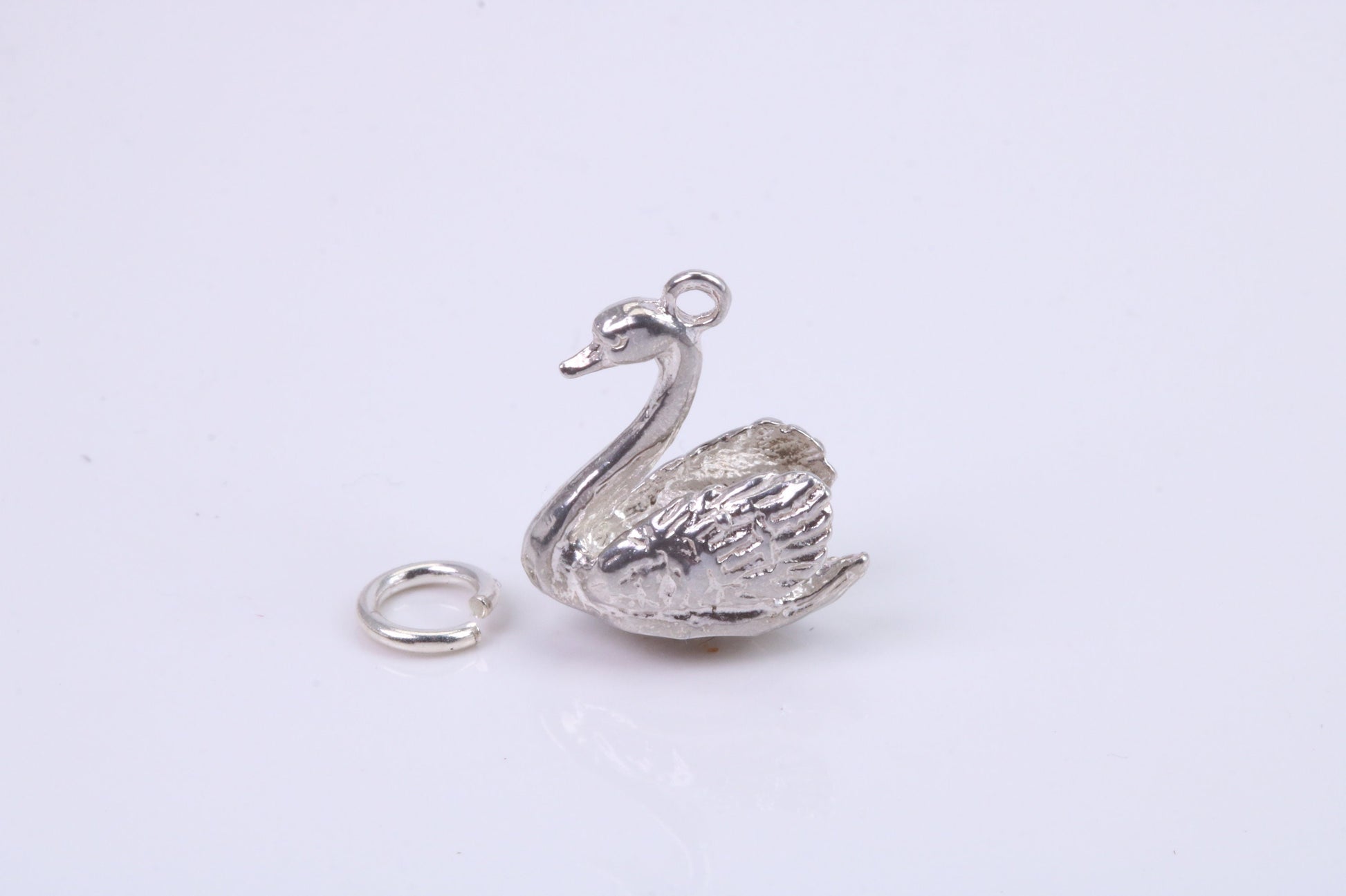 Swan Charm, Traditional Charm, Made from Solid 925 Grade Sterling Silver, Complete with Attachment Link