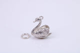 Swan Charm, Made from Solid Cast Silver, Complete with Attachment Link