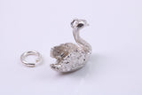 Swan Charm, Made from Solid Cast Silver, Complete with Attachment Link