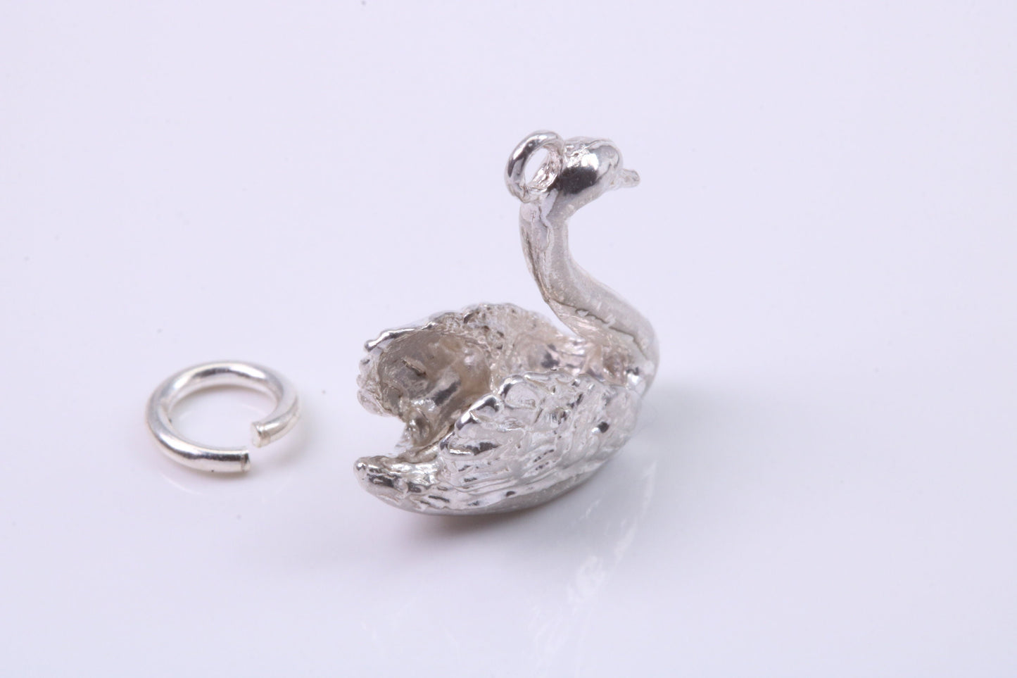 Swan Charm, Traditional Charm, Made from Solid 925 Grade Sterling Silver, Complete with Attachment Link