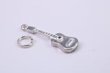 Guitar Charm, Traditional Charm, Made from Solid 925 Grade Sterling Silver, Complete with Attachment Link