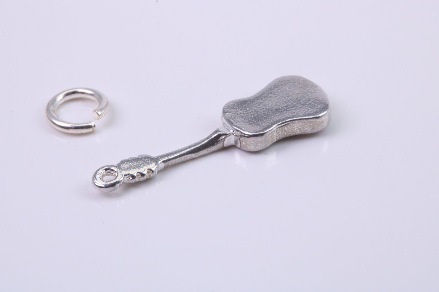 Guitar Charm, Traditional Charm, Made from Solid 925 Grade Sterling Silver, Complete with Attachment Link