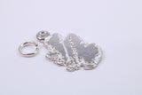Map of Scotland Charm, Traditional Charm, Made from Solid 925 Grade Sterling Silver, Complete with Attachment Link