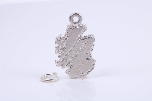 Map of Scotland Charm, Traditional Charm, Made from Solid 925 Grade Sterling Silver, Complete with Attachment Link