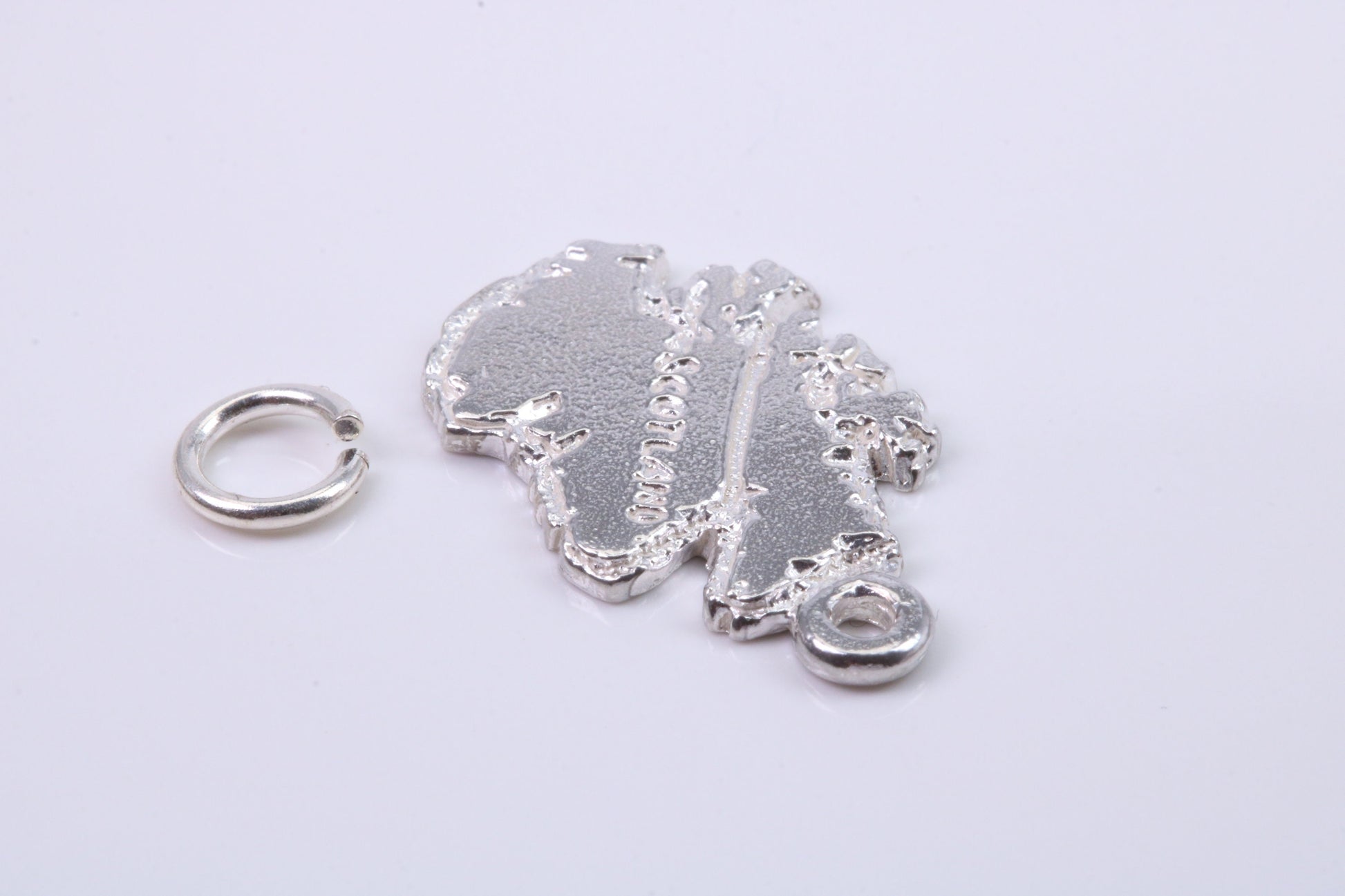 Map of Scotland Charm, Traditional Charm, Made from Solid 925 Grade Sterling Silver, Complete with Attachment Link