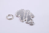 Map of Scotland Charm, Traditional Charm, Made from Solid 925 Grade Sterling Silver, Complete with Attachment Link