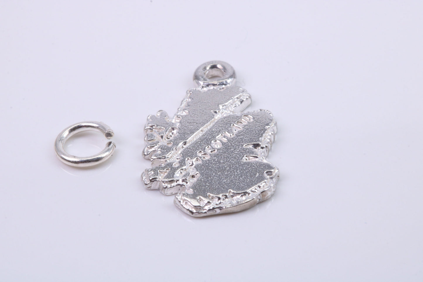 Map of Scotland Charm, Traditional Charm, Made from Solid 925 Grade Sterling Silver, Complete with Attachment Link