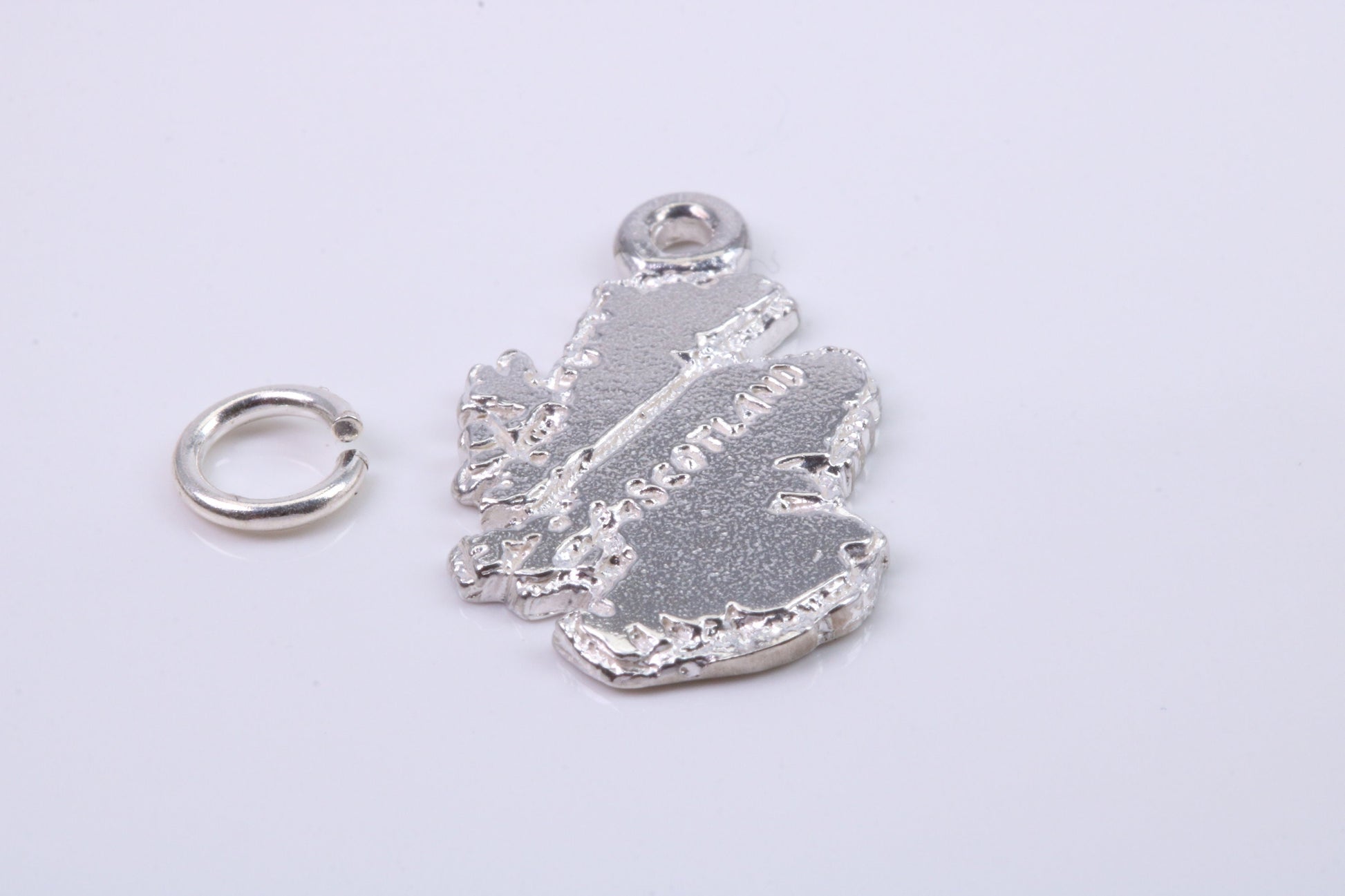 Map of Scotland Charm, Traditional Charm, Made from Solid 925 Grade Sterling Silver, Complete with Attachment Link