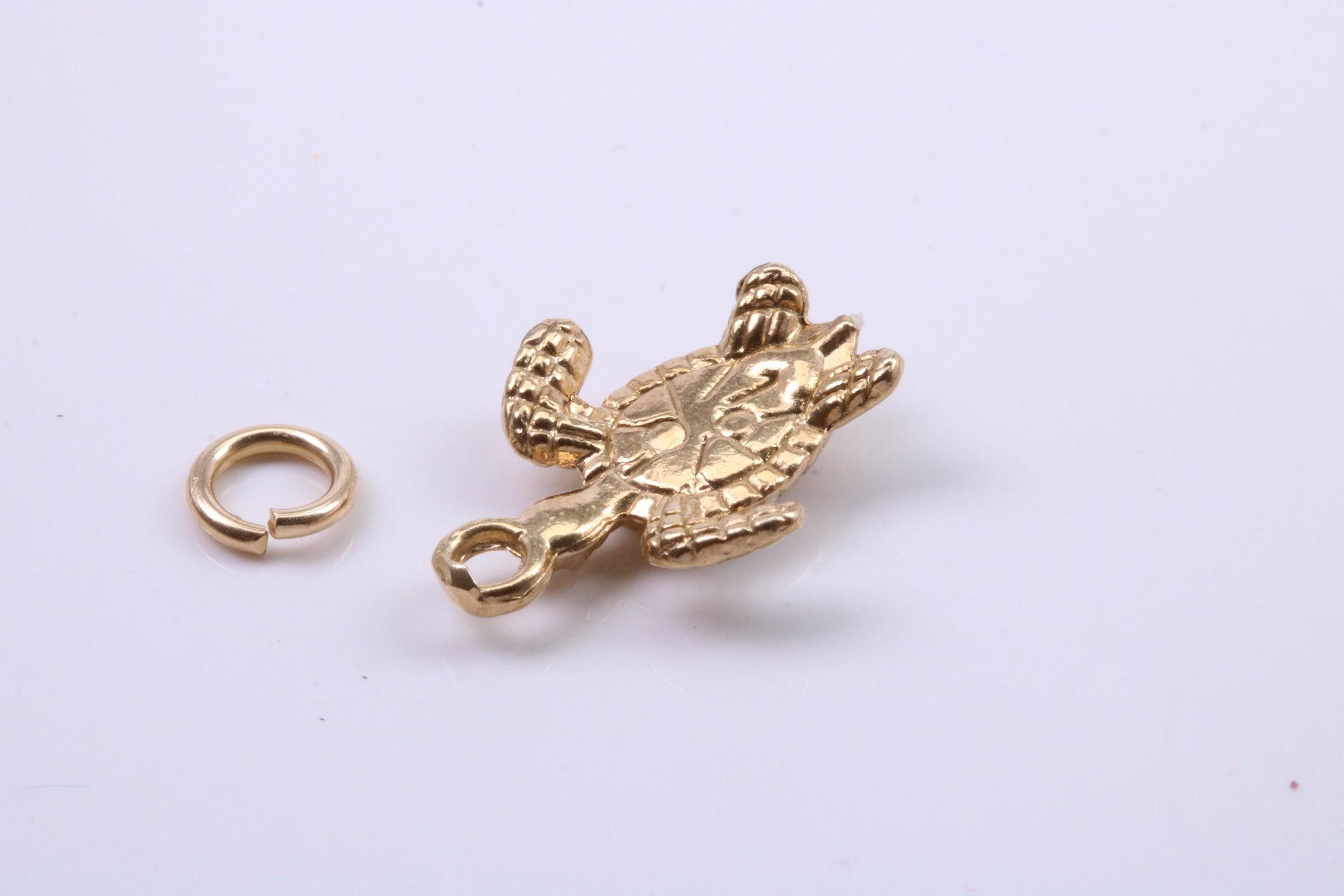 Turtle Charm, Traditional Charm, Made from Solid 9ct Yellow Gold, British Hallmarked, Complete with Attachment Link