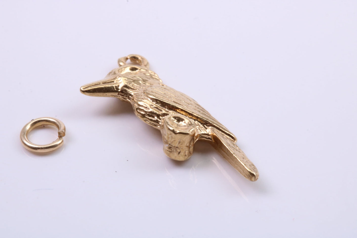 Raven Charm, Traditional Charm, Made from Solid 9ct Yellow Gold, British Hallmarked, Complete with Attachment Link