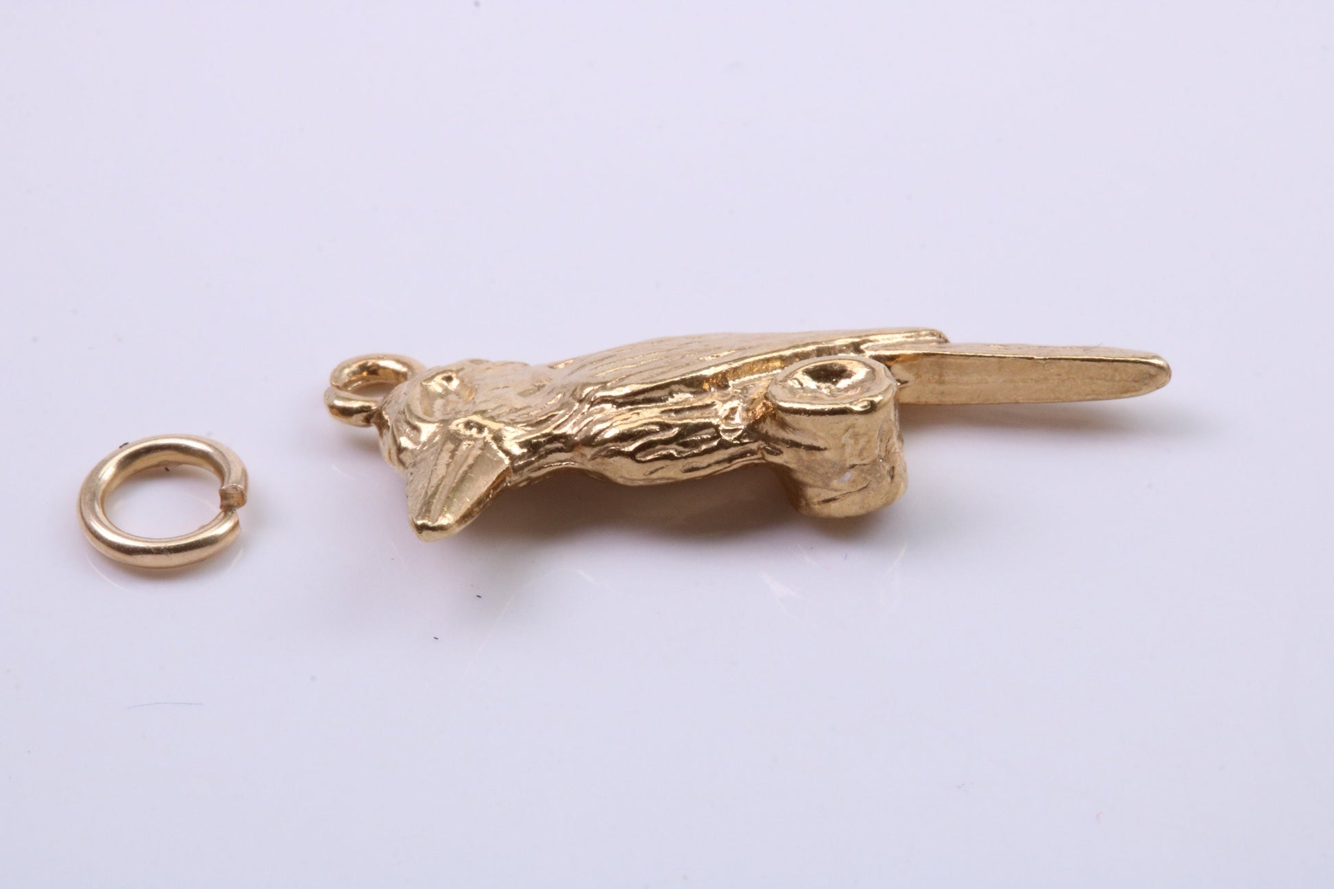 Raven Charm, Traditional Charm, Made from Solid 9ct Yellow Gold, British Hallmarked, Complete with Attachment Link