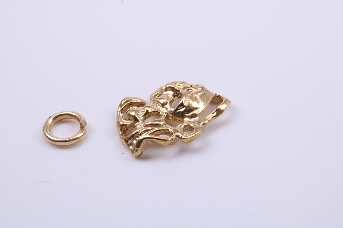 Pantomime Mask Charm, Traditional Charm, Made from Solid 9ct Yellow Gold, British Hallmarked, Complete with Attachment Link