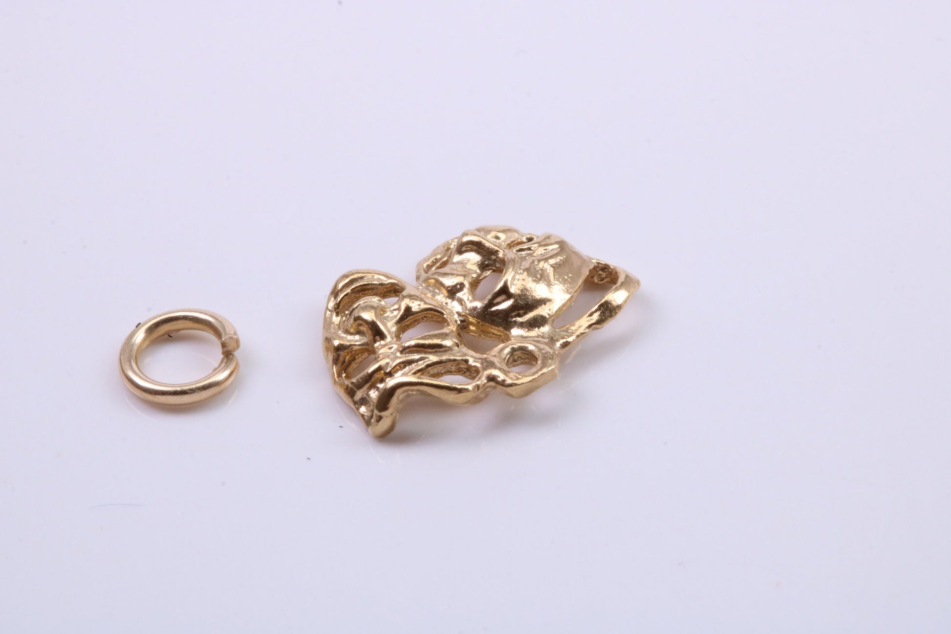 Pantomime Mask Charm, Traditional Charm, Made from Solid 9ct Yellow Gold, British Hallmarked, Complete with Attachment Link