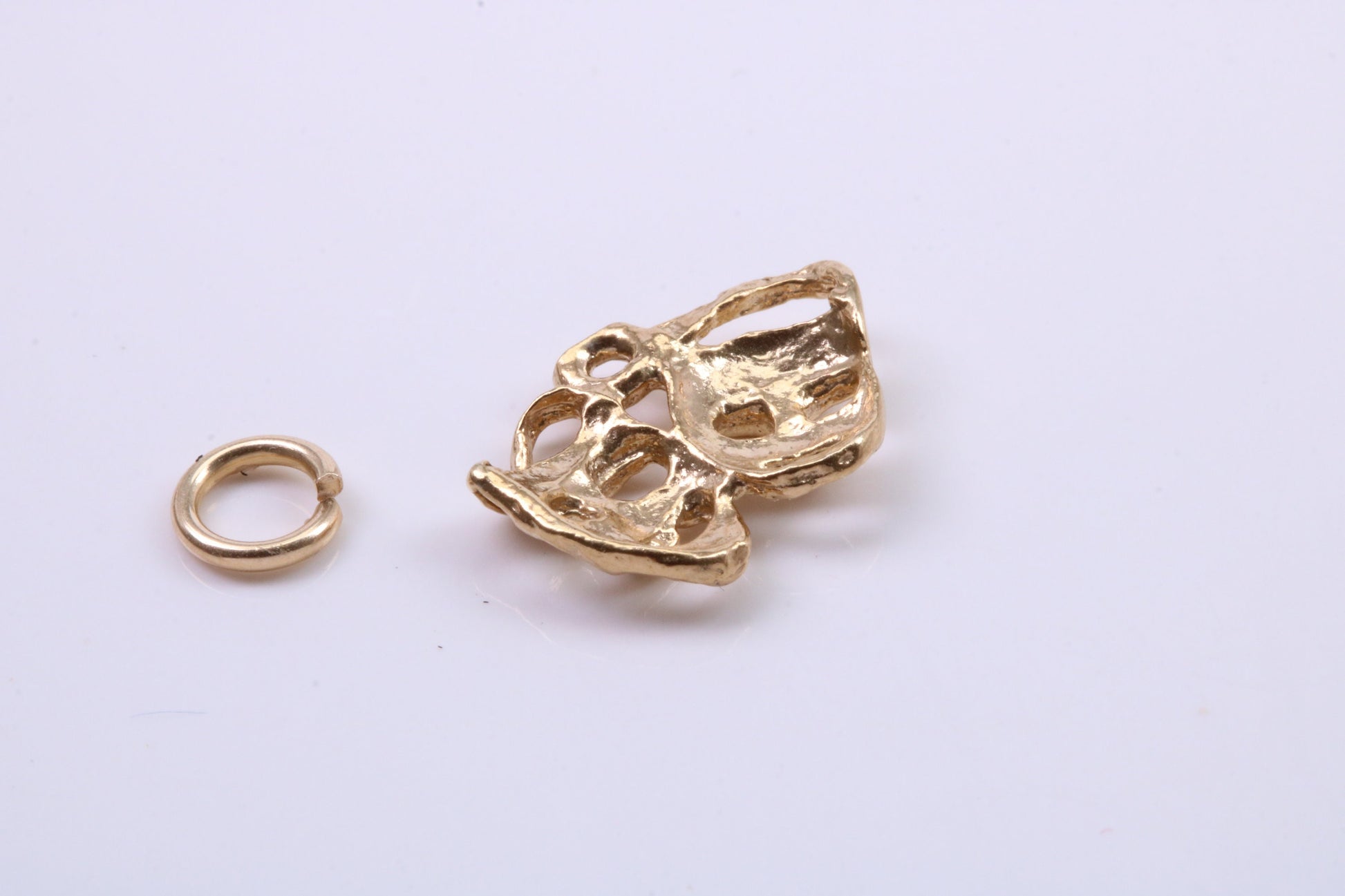 Pantomime Mask Charm, Traditional Charm, Made from Solid 9ct Yellow Gold, British Hallmarked, Complete with Attachment Link