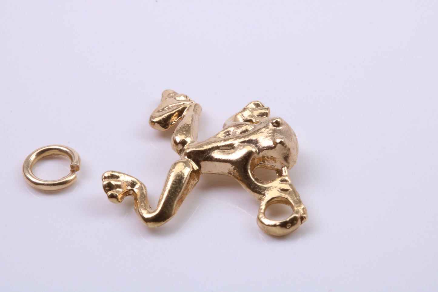 Frog Charm, Traditional Charm, Made from Solid 9ct Yellow Gold, British Hallmarked, Complete with Attachment Link