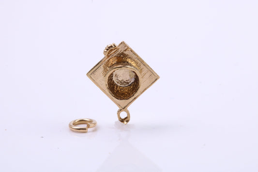 Mortar Hat Charm, Graduation Cap Charm, Traditional Charm, Made from your choice of Precious Metals, British Hallmarked