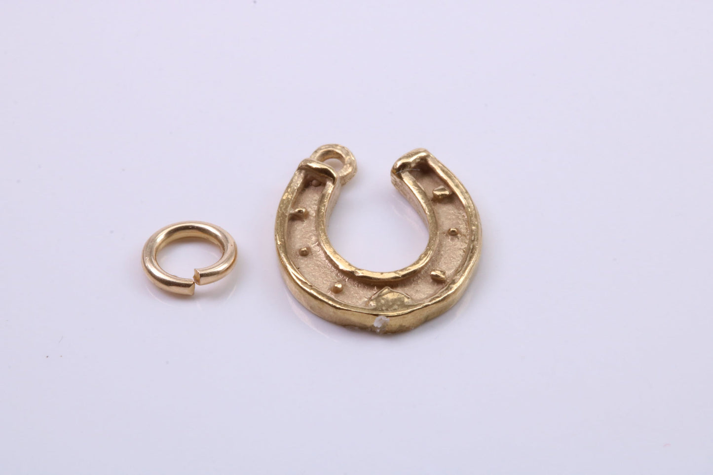 Good Luck Horse Shoe Charm, Traditional Charm, Made from Solid 9ct Yellow Gold, British Hallmarked, Complete with Attachment Link