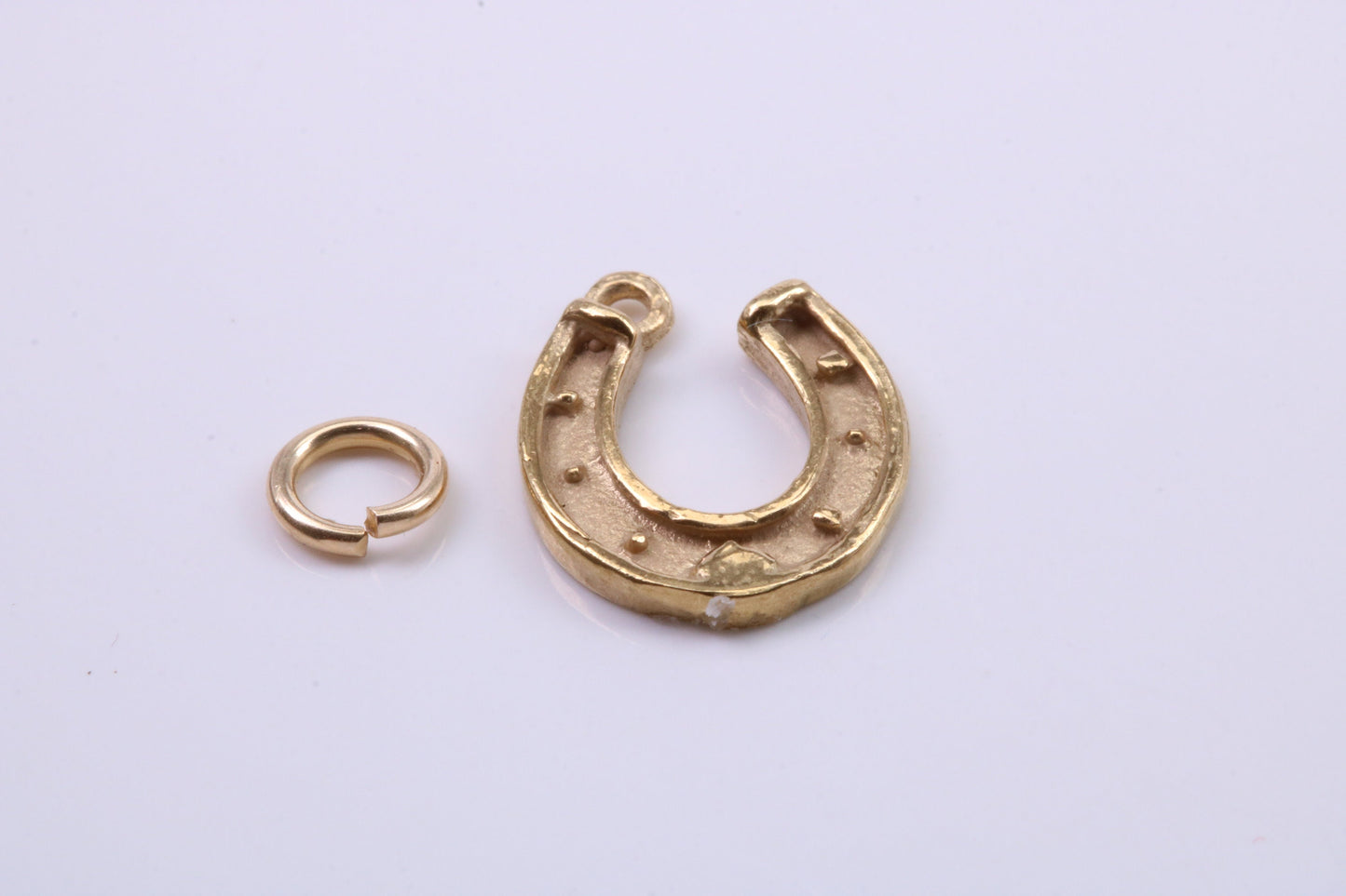 Good Luck Horse Shoe Charm, Traditional Charm, Made from Solid 9ct Yellow Gold, British Hallmarked, Complete with Attachment Link