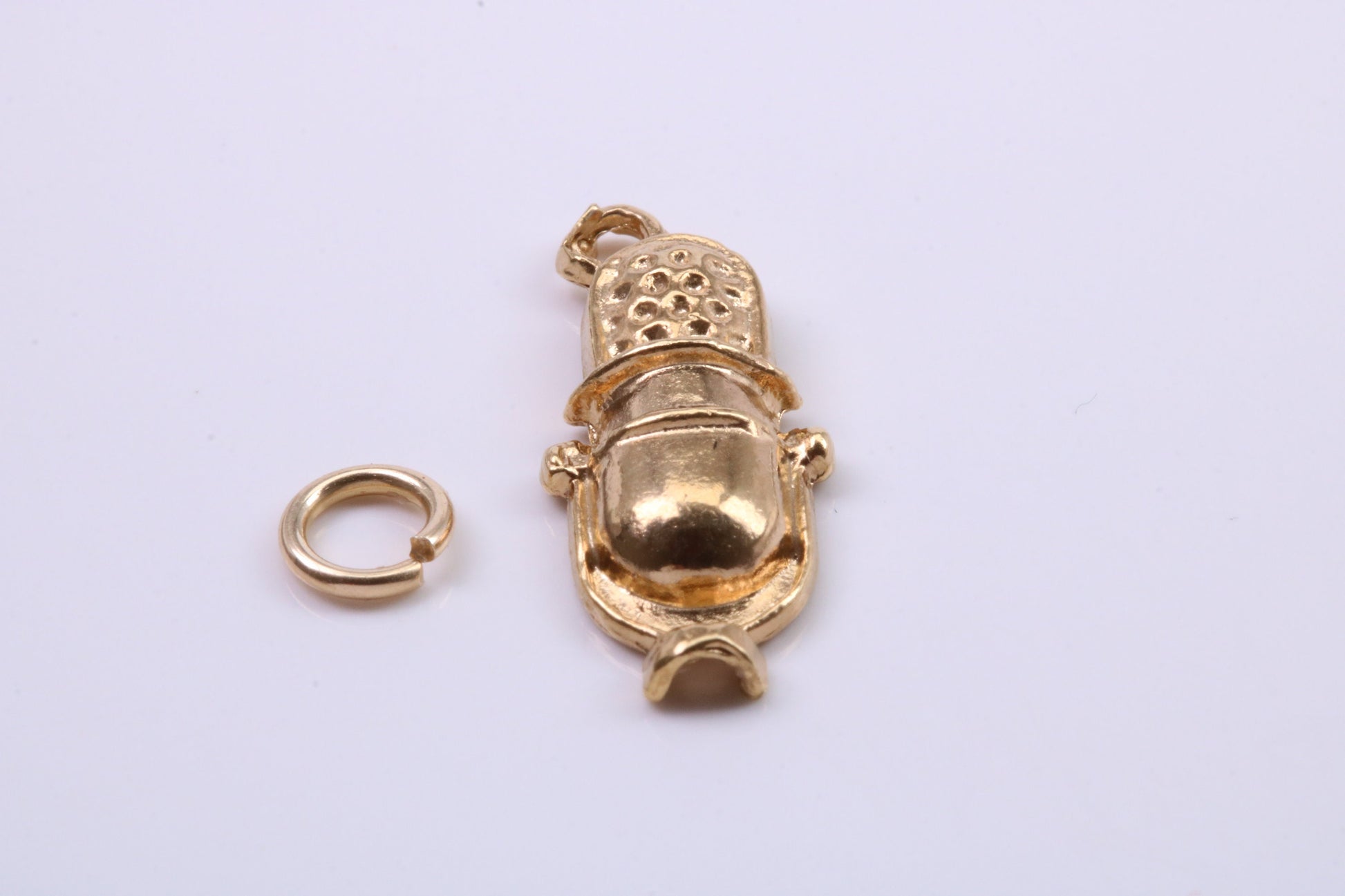 Antique Microphone Charm, Traditional Charm, Made from Solid 9ct Yellow Gold, British Hallmarked, Complete with Attachment Link