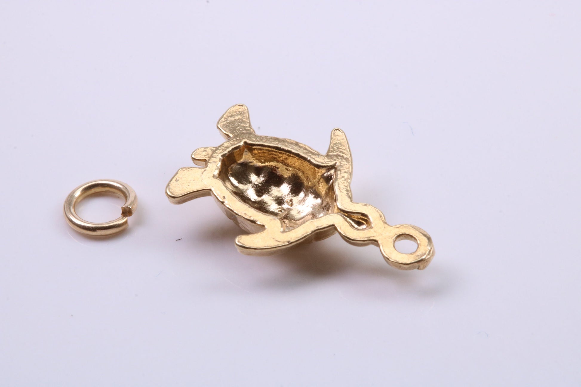 Turtle Charm, Traditional Charm, Made from Solid 9ct Yellow Gold, British Hallmarked, Complete with Attachment Link