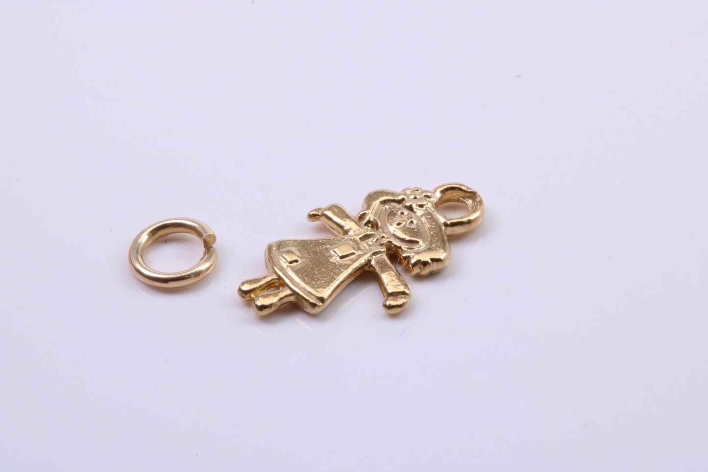 Toy Doll Charm, Traditional Charm, Made from Solid 9ct Yellow Gold, British Hallmarked, Complete with Attachment Link