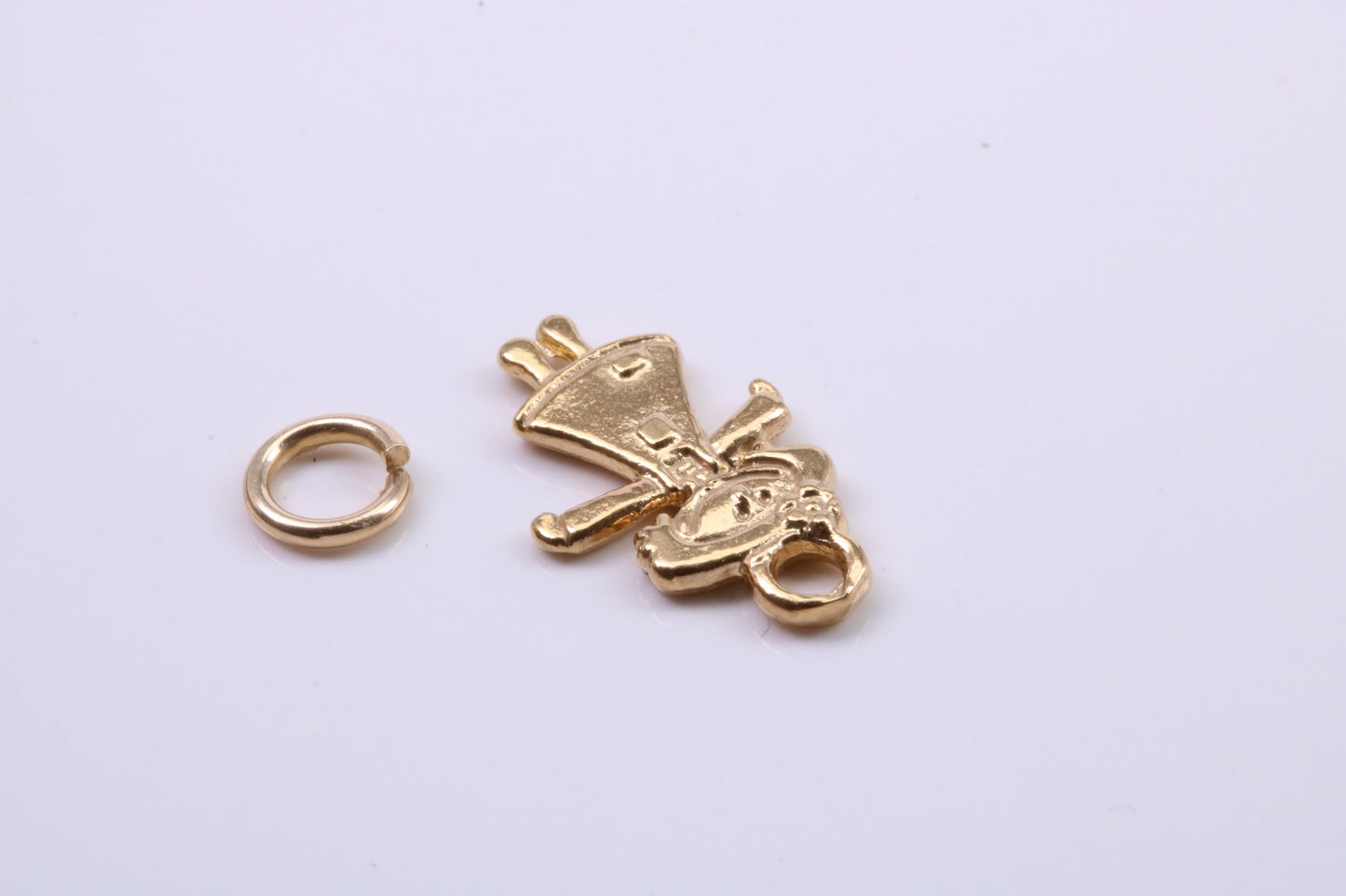 Toy Doll Charm, Traditional Charm, Made from Solid 9ct Yellow Gold, British Hallmarked, Complete with Attachment Link