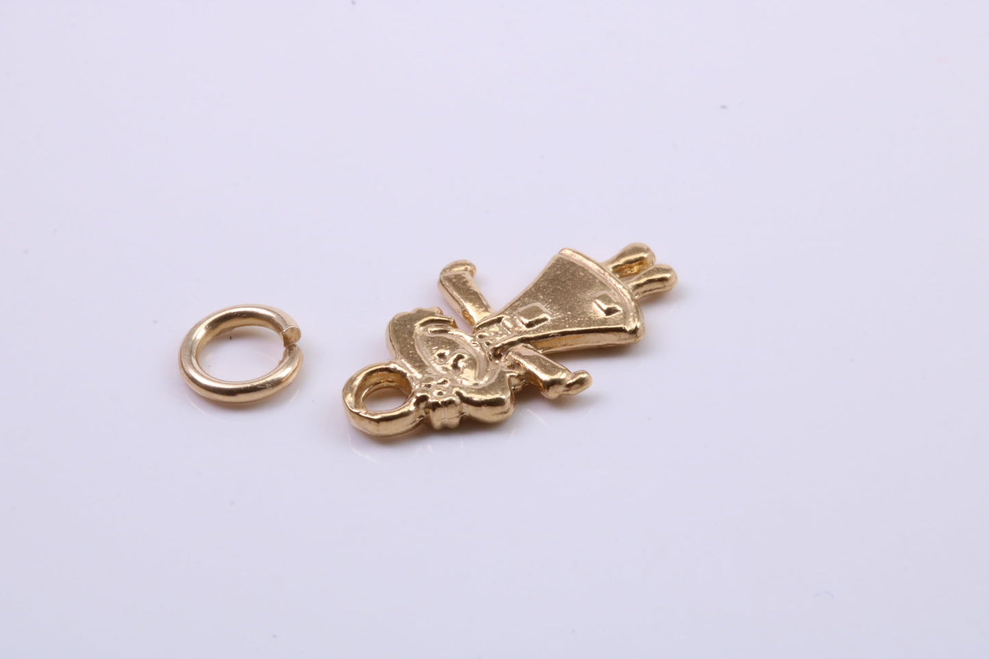 Toy Doll Charm, Traditional Charm, Made from Solid 9ct Yellow Gold, British Hallmarked, Complete with Attachment Link