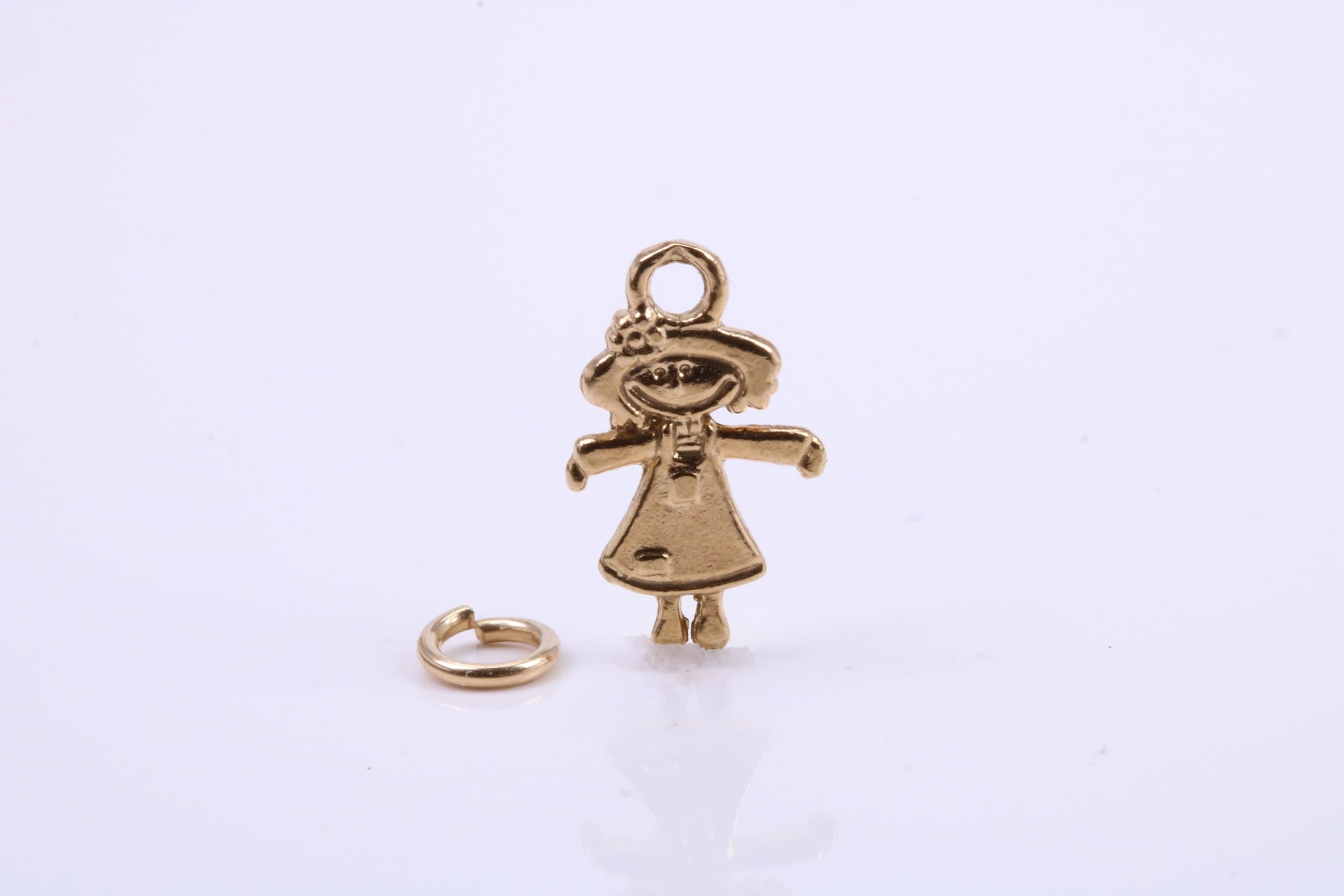 Toy Doll Charm, Traditional Charm, Made from Solid 9ct Yellow Gold, British Hallmarked, Complete with Attachment Link