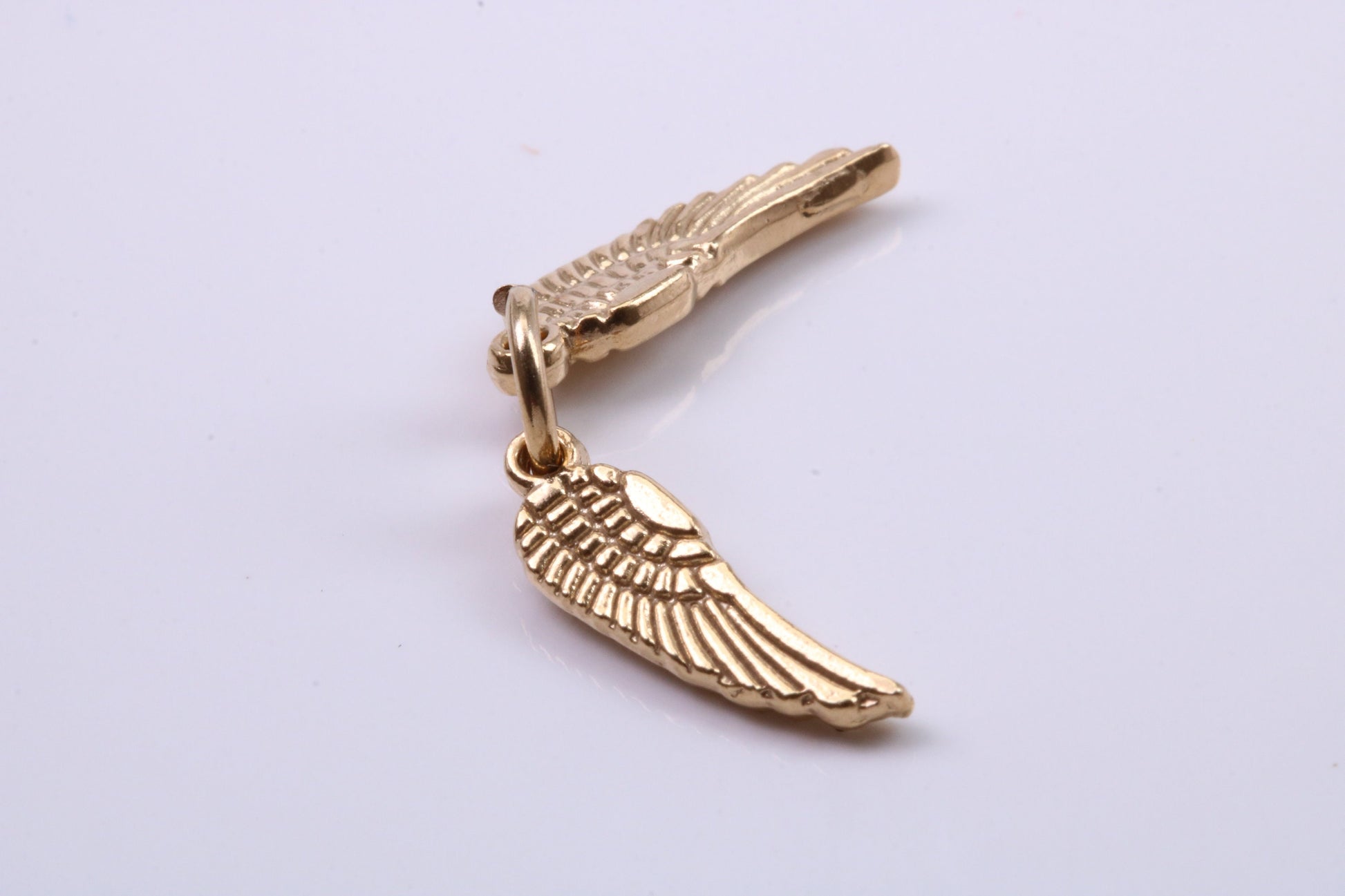 Wings Charm, Traditional Charm, Made from Solid 9ct Yellow Gold, British Hallmarked, Complete with Attachment Link