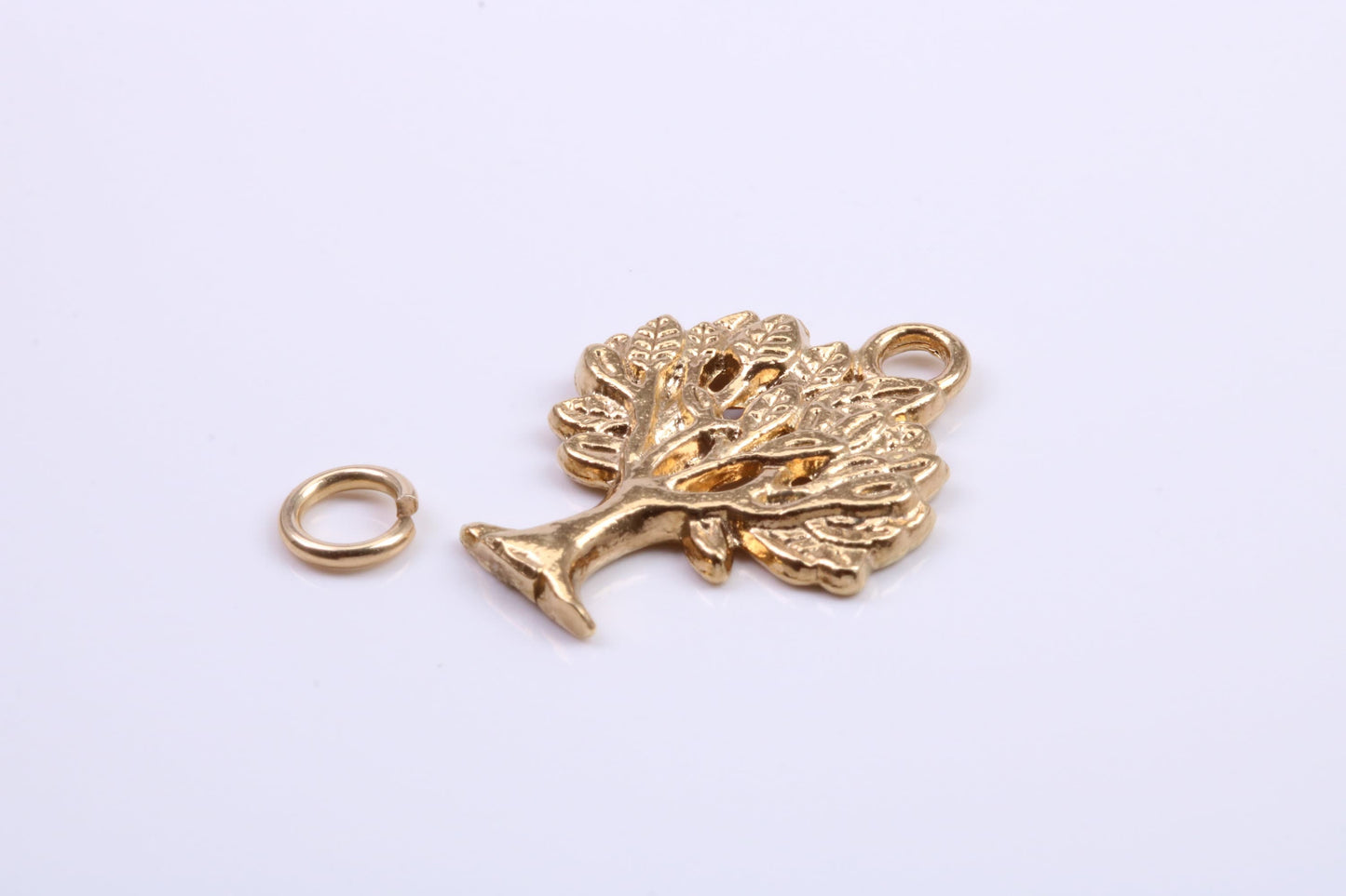 Tree of Life Charm, Traditional Charm, Made from Solid 9ct Yellow Gold, British Hallmarked, Complete with Attachment Link