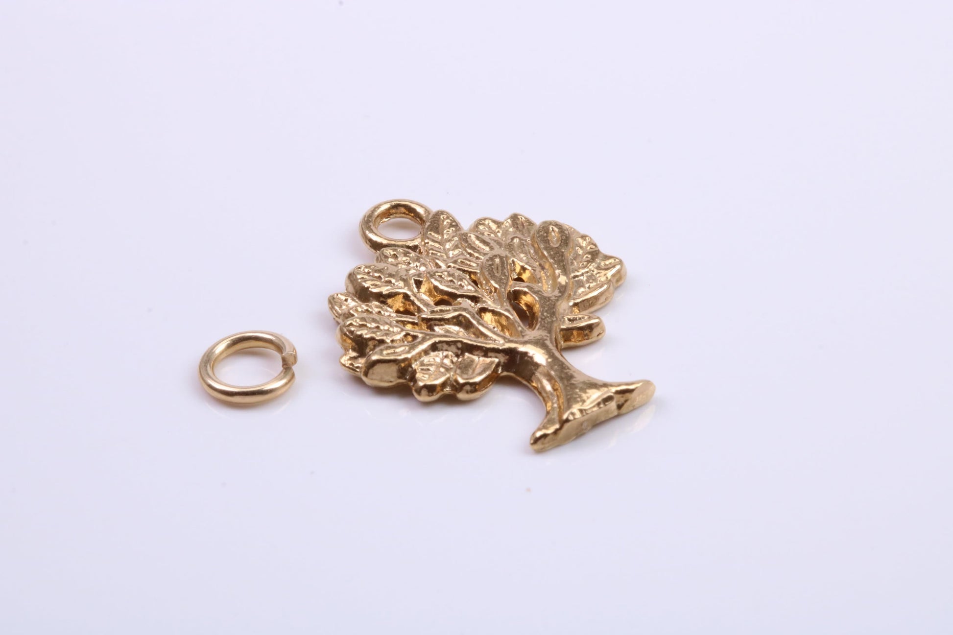 Tree of Life Charm, Traditional Charm, Made from Solid 9ct Yellow Gold, British Hallmarked, Complete with Attachment Link