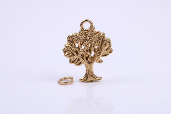 Tree of Life Charm, Traditional Charm, Made from Solid 9ct Yellow Gold, British Hallmarked, Complete with Attachment Link