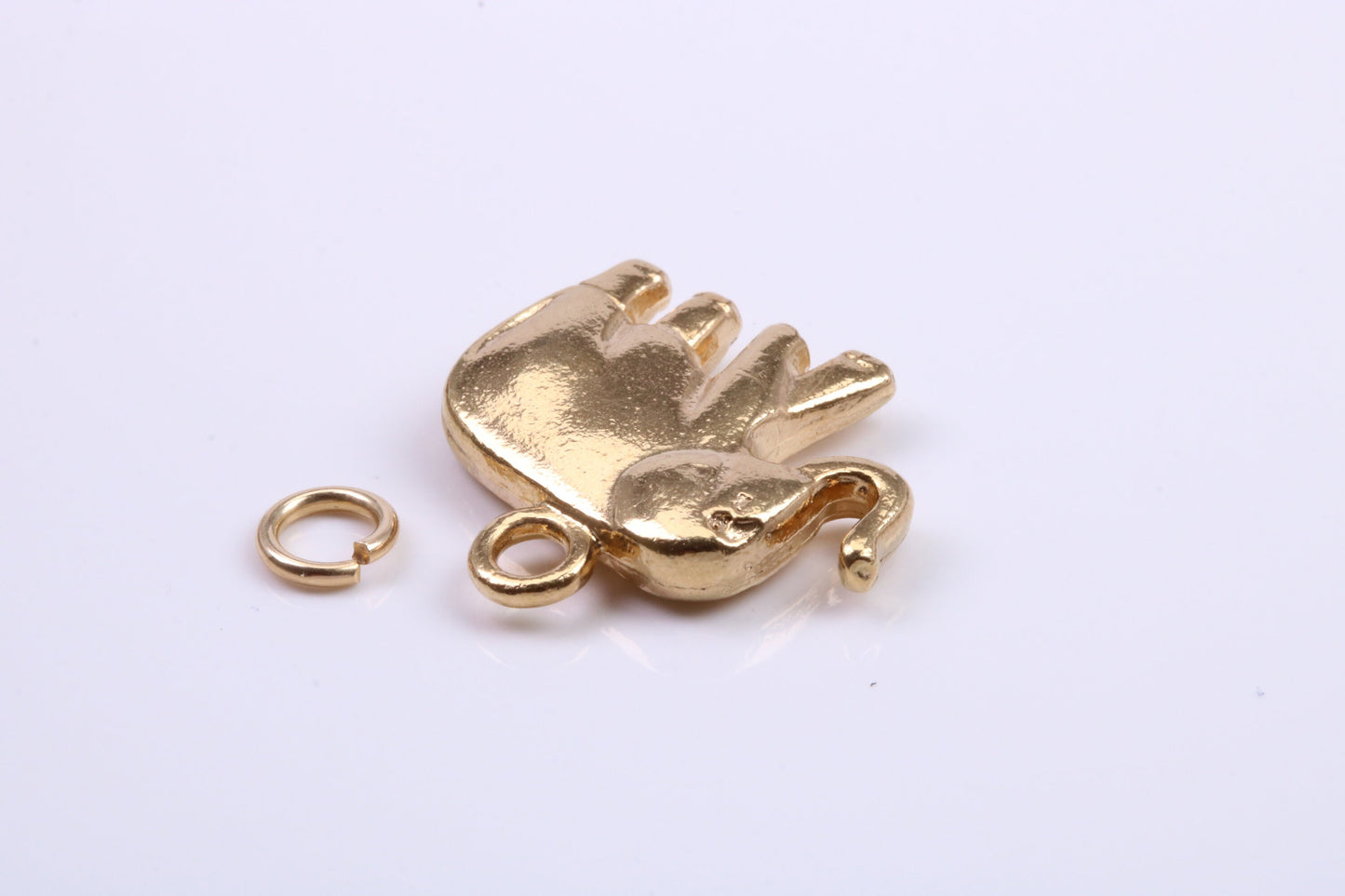 African Elephant Charm, Traditional Charm, Made from Solid 9ct Yellow Gold, British Hallmarked, Complete with Attachment Link