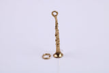 Flute Charm, Traditional Charm, Made from Solid 9ct Yellow Gold, British Hallmarked, Complete with Attachment Link