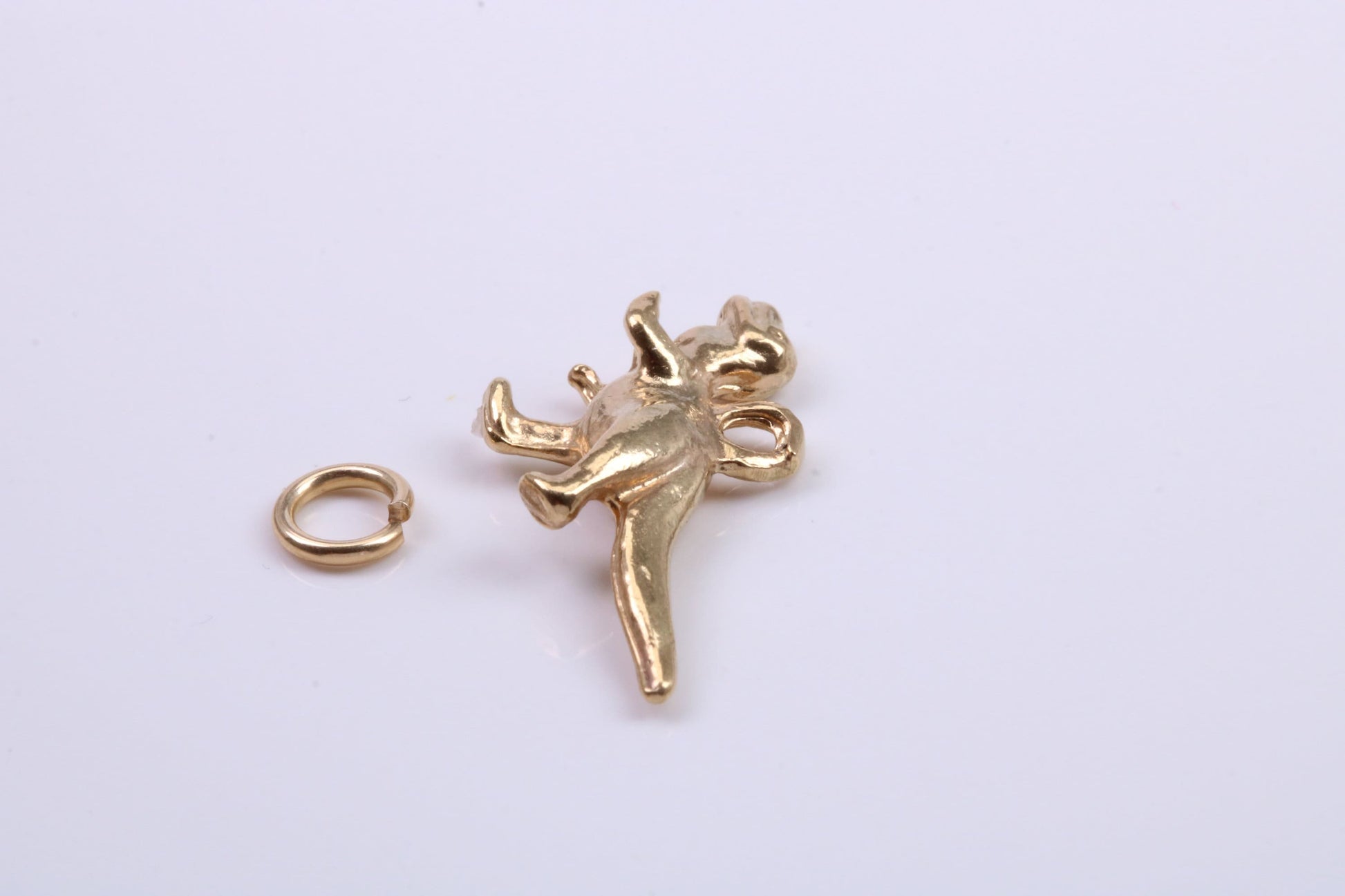 Dinosaur Charm, Traditional Charm, Made from Solid 9ct Yellow Gold, British Hallmarked, Complete with Attachment Link