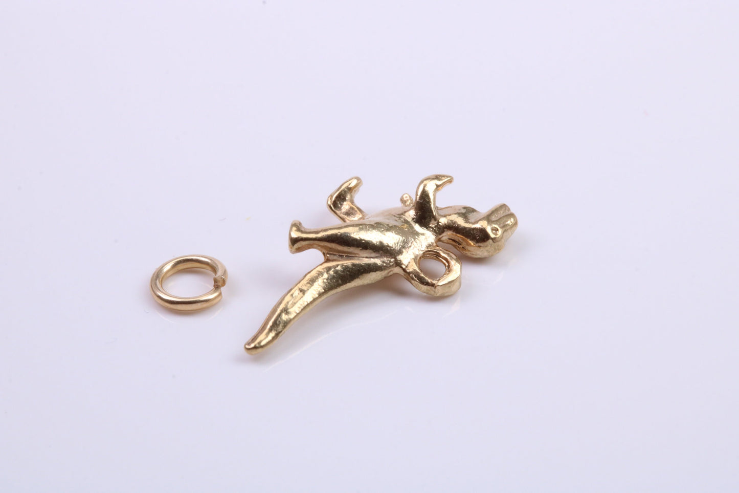 Dinosaur Charm, Traditional Charm, Made from Solid 9ct Yellow Gold, British Hallmarked, Complete with Attachment Link