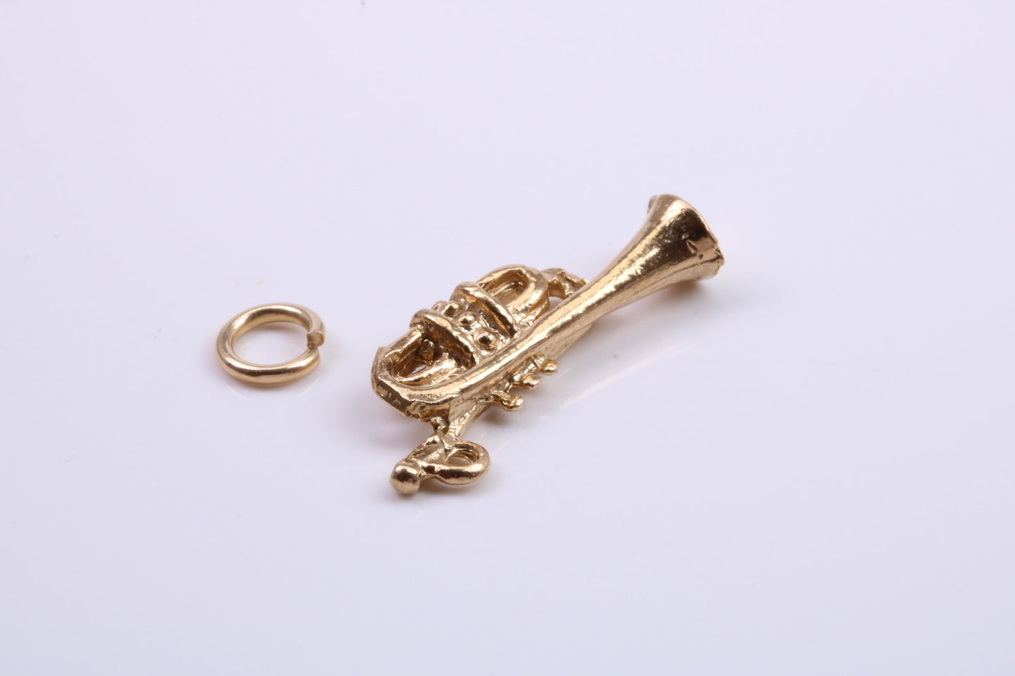 Tuba Charm, Traditional Charm, Made from Solid 9ct Yellow Gold, British Hallmarked, Complete with Attachment Link