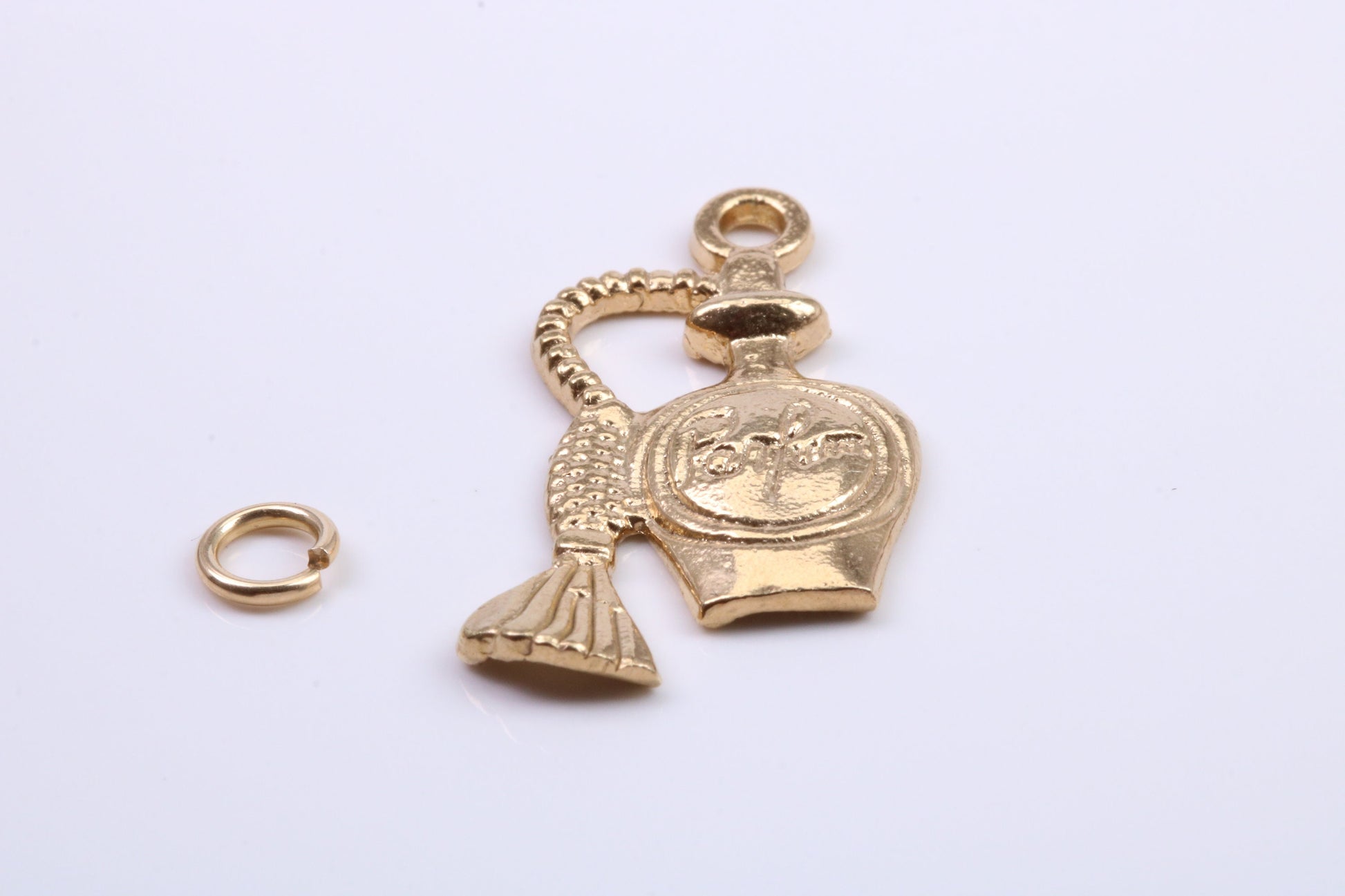 Perfume Bottle Charm, Traditional Charm, Made from Solid 9ct Yellow Gold, British Hallmarked, Complete with Attachment Link