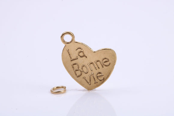 La Bonne Vie Charm, Traditional Charm, Made from Solid 9ct Yellow Gold, British Hallmarked, Complete with Attachment Link