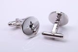 Natural Round cut Blue Sapphire set Solid Silver Cufflinks,