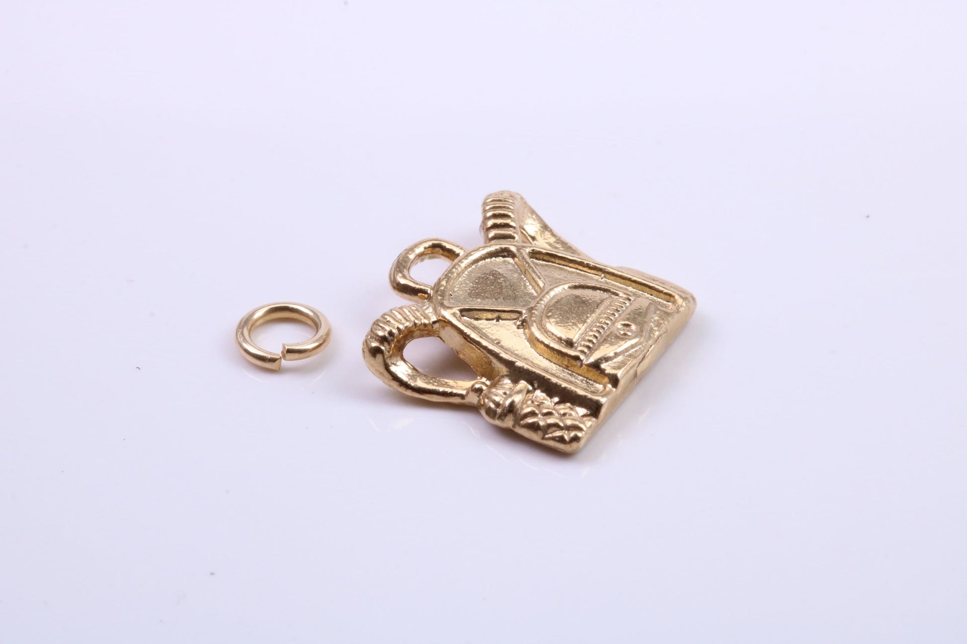 Back Pack Charm, Traditional Charm, Made from Solid 9ct Yellow Gold, British Hallmarked, Complete with Attachment Link