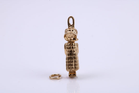 Little Bo Peep Charm, Traditional Charm, Made from Solid 9ct Yellow Gold, British Hallmarked, Complete with Attachment Link