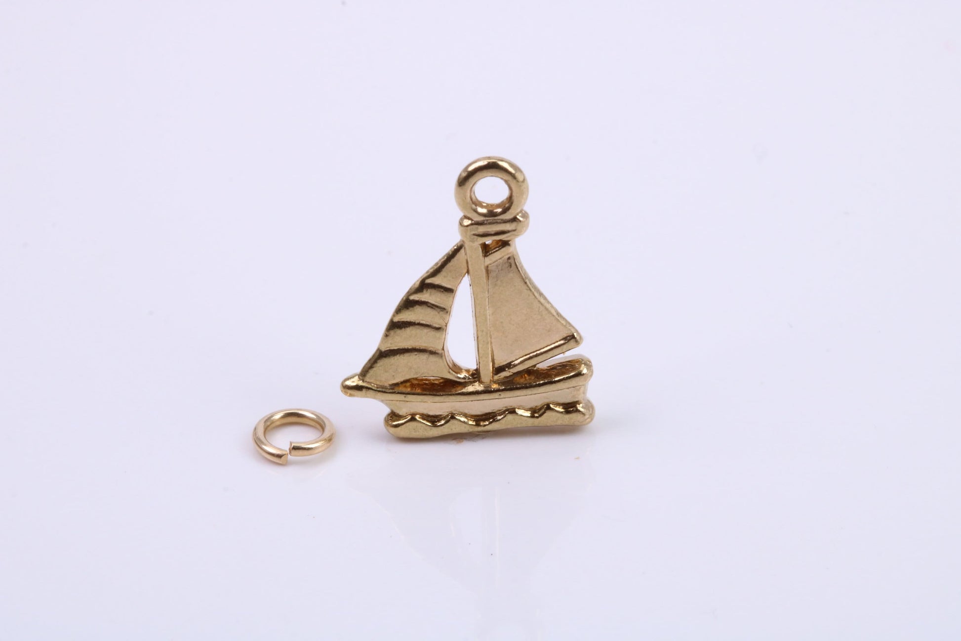 Sailing Boat Charm, Traditional Charm, Made from Solid 9ct Yellow Gold, British Hallmarked, Complete with Attachment Link