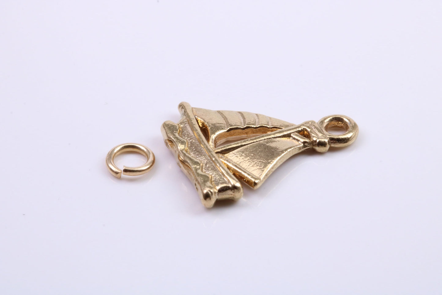 Sailing Boat Charm, Traditional Charm, Made from Solid 9ct Yellow Gold, British Hallmarked, Complete with Attachment Link