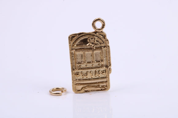 Slot Machine Charm, Traditional Charm, Made from Solid 9ct Yellow Gold, British Hallmarked, Complete with Attachment Link