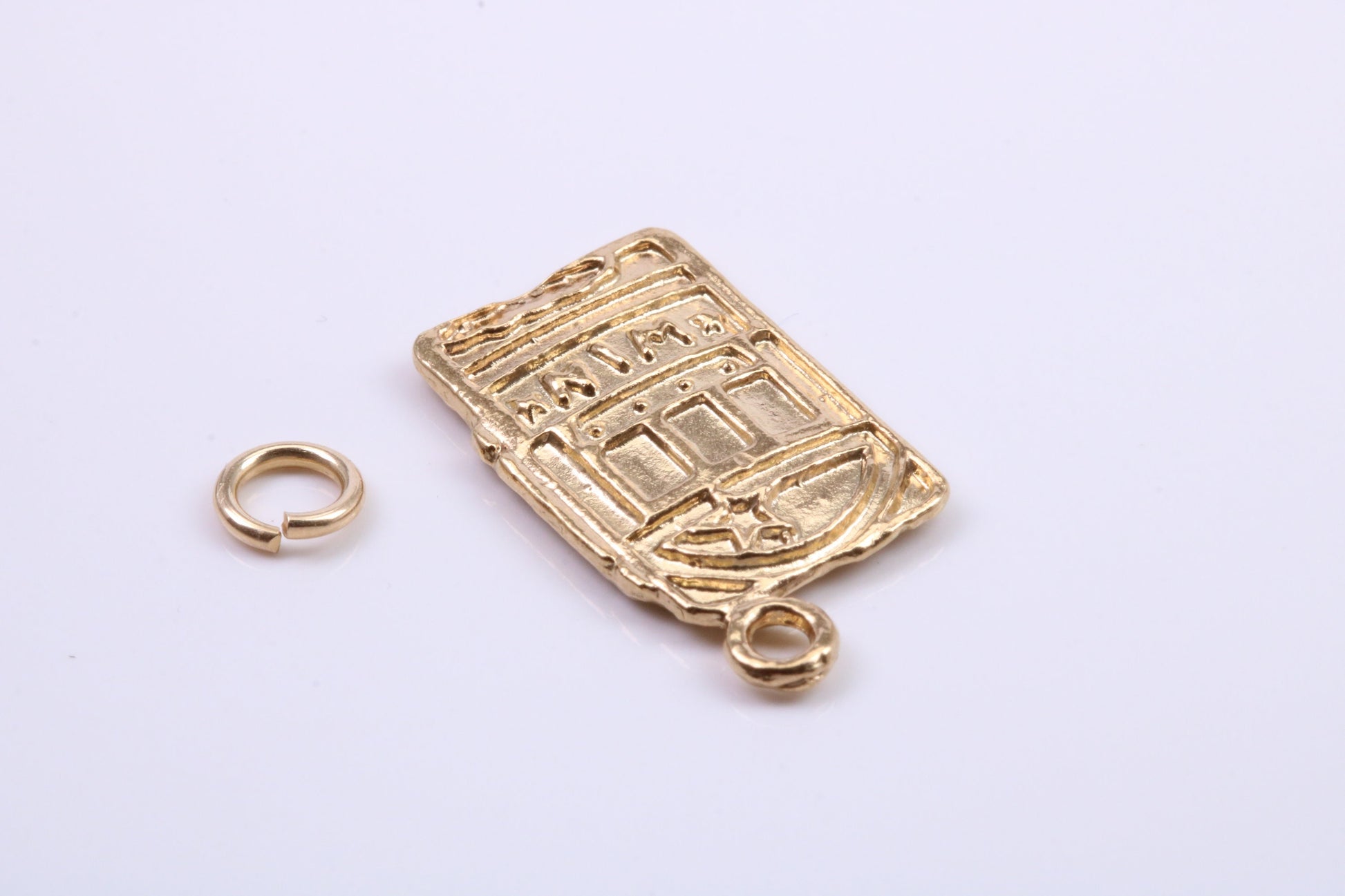 Slot Machine Charm, Traditional Charm, Made from Solid 9ct Yellow Gold, British Hallmarked, Complete with Attachment Link