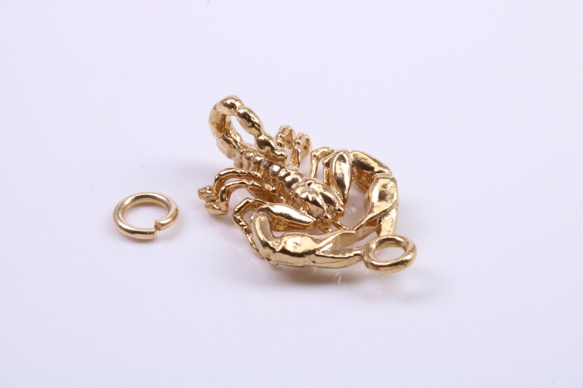 Scorpio Zodiac Sign Charm, Traditional Charm, Made from Solid 9ct Yellow Gold, British Hallmarked, Complete with Attachment Link