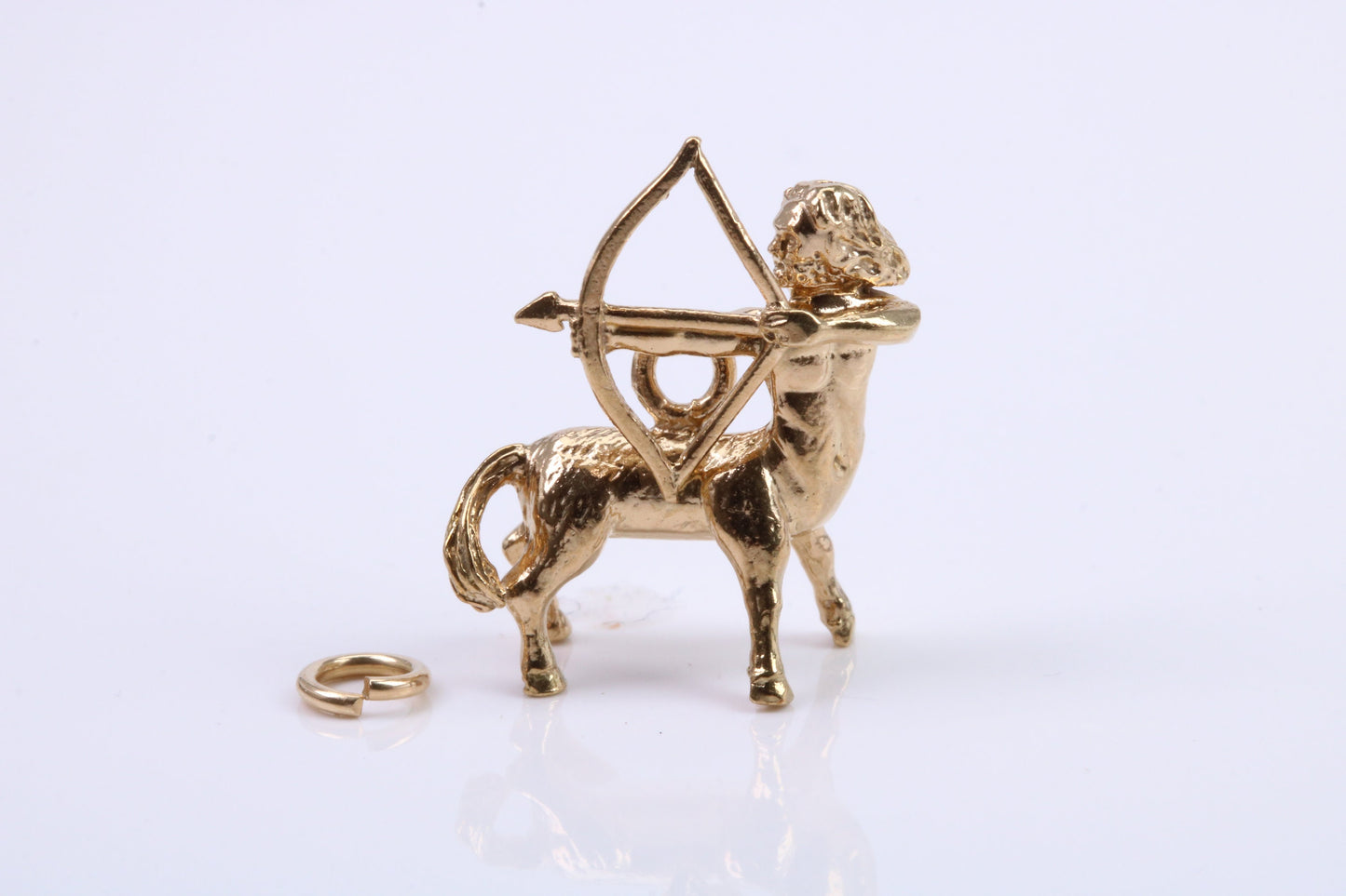 Sagittarius Zodiac Sign Charm, Traditional Charm, Made from Solid 9ct Yellow Gold, British Hallmarked, Complete with Attachment Link